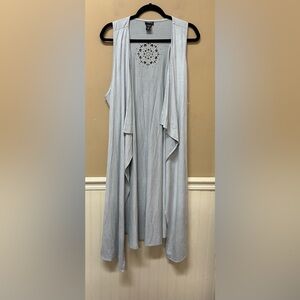 Torrid Gray Faux Suede Laser Cut Vest Cardigan Size 0/1